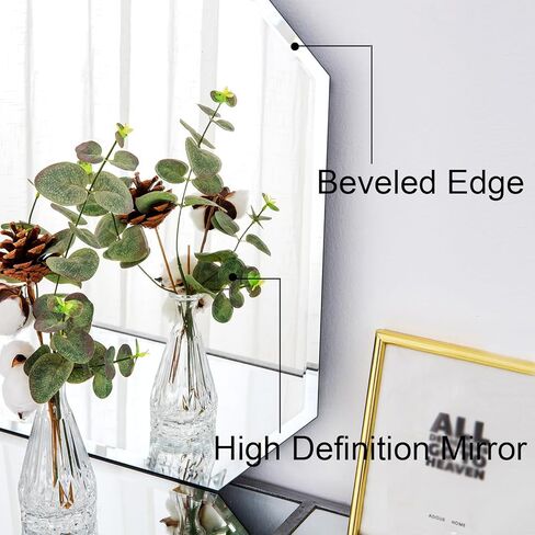 Chende 2 Packs Octagonal Bathroom Mirror with Beveled Edge, 18" x 36" Modern Frameless Vanity Mirror for Bedroom, Entryways, Washrooms, Living Rooms, Horizontal/Vertical Hanging in Kuwait