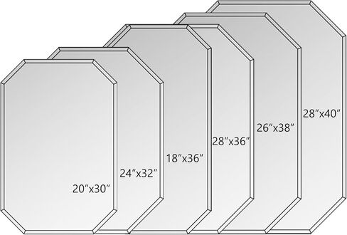 Chende 2 Packs Octagonal Bathroom Mirror with Beveled Edge, 18" x 36" Modern Frameless Vanity Mirror for Bedroom, Entryways, Washrooms, Living Rooms, Horizontal/Vertical Hanging in Kuwait