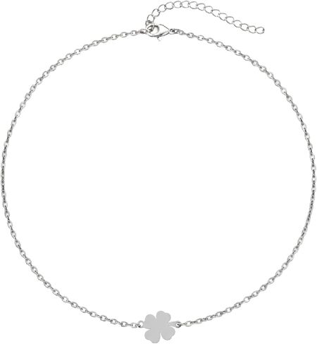 EnCharmed Stainless Steel Shamrock Dainty Choker, Handmade Minimal Layering Adjustable Necklace 14-16 Inches, Lucky Four Leaf Clover in Saudi Arabia
