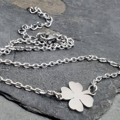 EnCharmed Stainless Steel Shamrock Dainty Choker, Handmade Minimal Layering Adjustable Necklace 14-16 Inches, Lucky Four Leaf Clover in Saudi Arabia