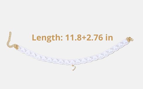 Lace Choker with Heart-shaped Pendant - Adjustable Choker Necklace for Women, White Choker Jewelry Gifts for Her in Saudi Arabia