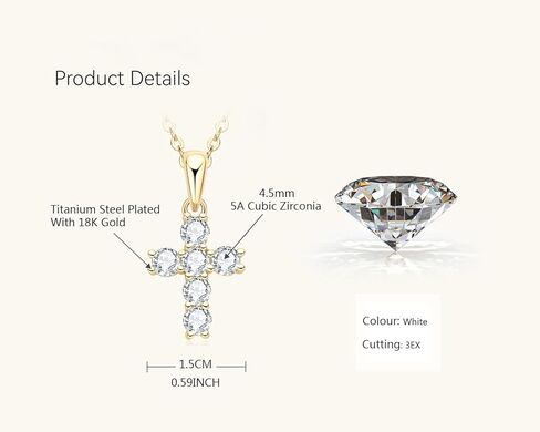 تشيكوسلوفاكيا الصليب قلادة للنساء 18K مطلية بالذهب زركون الصليب الإيمان قلادة القلائد سلاسل ذهبية المختنقون in Kuwait