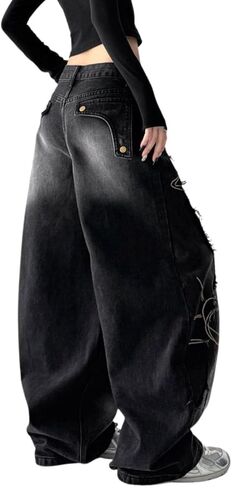 Baggy Jeans for Women Girls Star Barrel Jeans Wide Leg Embroidered Patchwork Denim Pants Cute Vintage Clothes in Saudi Arabia