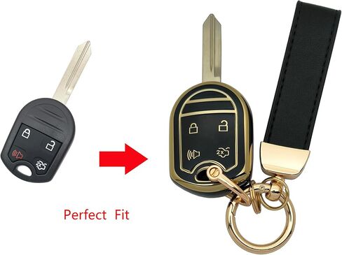 حافظة غطاء حماية من مادة TPU مناسبة لسيارة Ford F-150/F150 F-250 F-350 Super Duty F-450 F-550 F-650 Explorer Expedition Keyless Entry Key Fob (أسود، 4B) in Saudi Arabia