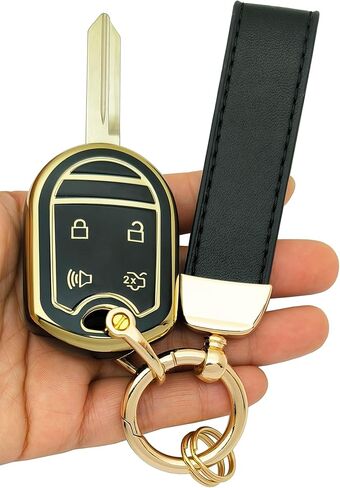 حافظة غطاء حماية من مادة TPU مناسبة لسيارة Ford F-150/F150 F-250 F-350 Super Duty F-450 F-550 F-650 Explorer Expedition Keyless Entry Key Fob (أسود، 4B) in Saudi Arabia