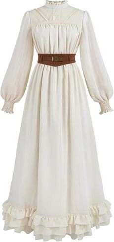 FCCAM Victorian Dress for Women 1800s Long Sleeve Edwardian Dress with Corset Renaissance Costume in Kuwait