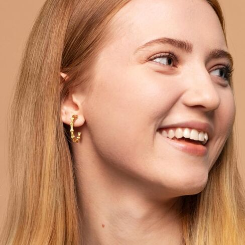 14K Gold Earrings Hoops Large Bamboo Earring Gold Earrings For Women Thick Hoop Earring 14K Gold 30MM in Saudi Arabia