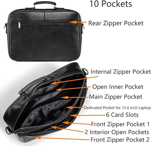 حقيبة كمبيوتر محمول للأعمال للرجال مقاس 15.6 بوصة من الجلد الطبيعي للكمبيوتر المحمول حقيبة ريترو مقاومة للماء حقيبة كتف محمولة للرجال حقيبة سفر للتنقل في المكتب in Kuwait