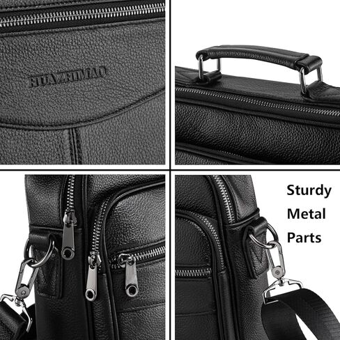 حقيبة كمبيوتر محمول للأعمال للرجال مقاس 15.6 بوصة من الجلد الطبيعي للكمبيوتر المحمول حقيبة ريترو مقاومة للماء حقيبة كتف محمولة للرجال حقيبة سفر للتنقل في المكتب in Kuwait