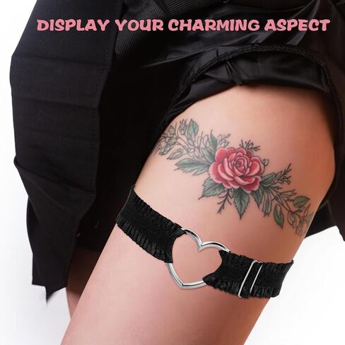 Thigh Garter Heart Lace Ruched Leg Garter Adjustable Cosplay Accessory Thigh Chain Comfortable Fashion Legwear in Kuwait