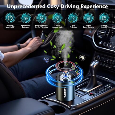 موزع معطر هواء السيارة الذكية، معطرات السيارة تدوم طويلاً بسعة 100 مل من الزيت العطري الأخير، أضواء السماء المرصعة بالنجوم، 3 أوضاع قابلة للتعديل والتحكم الذكي بالذكاء الاصطناعي - كولونيا in Kuwait