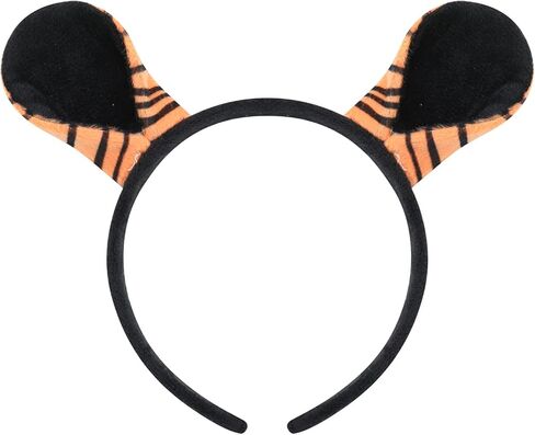 IWEMEK Girls Tiger Cosplay Costume 3pcs with Tiger Ears Headband Tiger Tail Animal Fancy Costume Kit Halloween Cosplay Birthday Party Outfits Baby Girl Jungle Themed Cosplay Dress Tiger 3-4 Years in Saudi Arabia