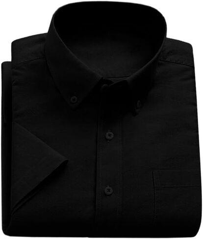Cromoncent Men's Short Sleeve Oxford Shirt-100% Cotton Plaid Button Down Casual Summer Shirt in Saudi Arabia