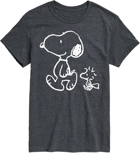 الفول السوداني - سنوبي وودستوك ووك - تي شيرت رجالي برسومات قصيرة الأكمام in Kuwait