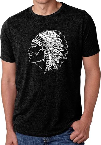 LA POP ART Men's Premium Blend Word Art T-Shirt - Popular Native American Indian Tribes in Kuwait