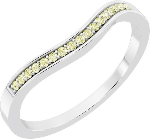 مجموعة Dazzlingrock 0.10 قيراط (ctw) خاتم زفاف مستدير من الماس قابل للتكديس بنمط منحني للنساء 1/10 قيراط | 925 فضة استرليني in Kuwait