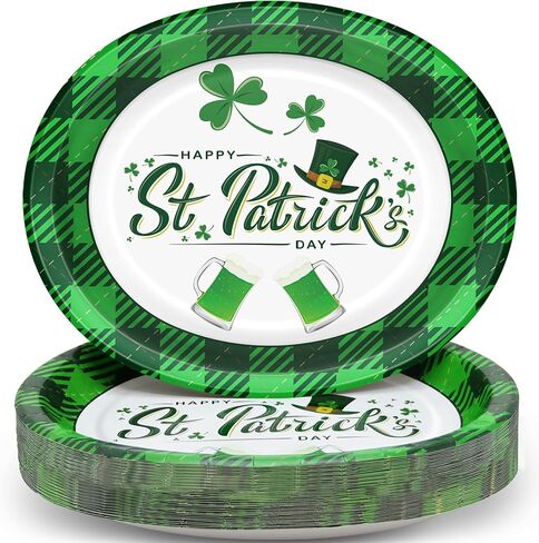 50 قطعة من أطباق عيد الشكر البيضاوية مقاس 25.4 سم × 30.48 سم | أطباق عيد الشكر يمكن التخلص منها بأوراق اليقطين والقيقب | أطباق ورقية لعيد الشكر لحفلة حصاد الخريف في عيد الشكر in Kuwait