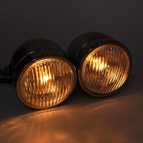 Motorcycle Headlight Assembly Halogens Double Front Head light with Mounting Brackets Assembly, Front Headlamp for Cafe Racer Bobber Chopper (Silver) in Kuwait