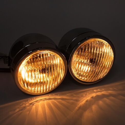Motorcycle Headlight Assembly Halogens Double Front Head light with Mounting Brackets Assembly, Front Headlamp for Cafe Racer Bobber Chopper (Silver) in Kuwait