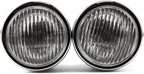 Motorcycle Headlight Assembly Halogens Double Front Head light with Mounting Brackets Assembly, Front Headlamp for Cafe Racer Bobber Chopper (Silver) in Kuwait