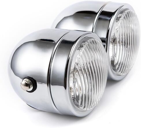 Motorcycle Headlight Assembly Halogens Double Front Head light with Mounting Brackets Assembly, Front Headlamp for Cafe Racer Bobber Chopper (Silver) in Kuwait