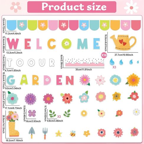 Spring Theme Bulletin Board Flower Welcome to Our Garden Positive Bulletin Board Set Wildflower Classroom Decorations Colorful Floral Cutouts for Nursery Chalkboard Window Wall Door Home Office Decor in Saudi Arabia