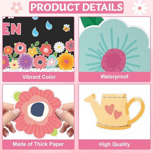 Spring Theme Bulletin Board Flower Welcome to Our Garden Positive Bulletin Board Set Wildflower Classroom Decorations Colorful Floral Cutouts for Nursery Chalkboard Window Wall Door Home Office Decor in Saudi Arabia