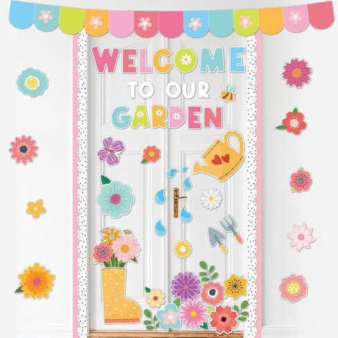 Spring Theme Bulletin Board Flower Welcome to Our Garden Positive Bulletin Board Set Wildflower Classroom Decorations Colorful Floral Cutouts for Nursery Chalkboard Window Wall Door Home Office Decor in Saudi Arabia