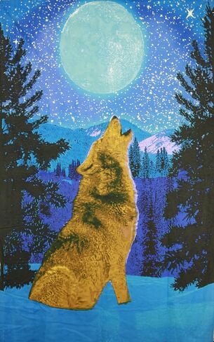 Sunshine Joy 3D Glow in the Dark Full Moon Wolf نسيج جدار الفن مذهلة تأثيرات ثلاثية الأبعاد - ضخمة 60x90 بوصة in Saudi Arabia