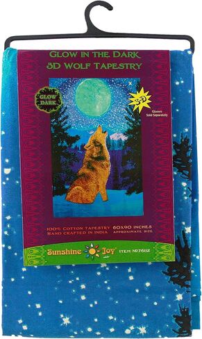 Sunshine Joy 3D Glow in the Dark Full Moon Wolf نسيج جدار الفن مذهلة تأثيرات ثلاثية الأبعاد - ضخمة 60x90 بوصة in Saudi Arabia