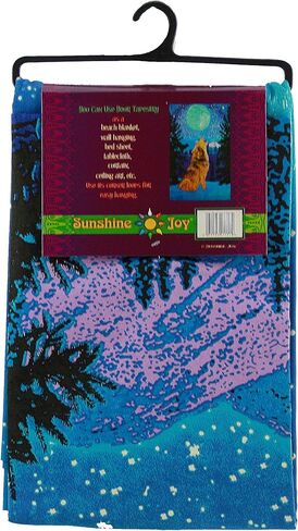 Sunshine Joy 3D Glow in the Dark Full Moon Wolf نسيج جدار الفن مذهلة تأثيرات ثلاثية الأبعاد - ضخمة 60x90 بوصة in Saudi Arabia
