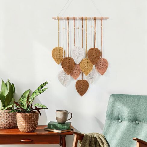 foutrey Macrame Wall Hanging Leaves Wall Decor,Boho Wall Art Tapestry Home Decor for Living Room and Bedroom, A Manifestation Of A Free and Romantic Lifestyle in Saudi Arabia