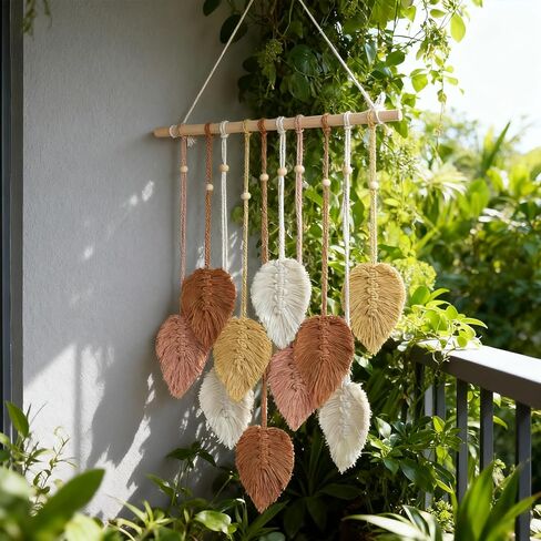 foutrey Macrame Wall Hanging Leaves Wall Decor,Boho Wall Art Tapestry Home Decor for Living Room and Bedroom, A Manifestation Of A Free and Romantic Lifestyle in Saudi Arabia