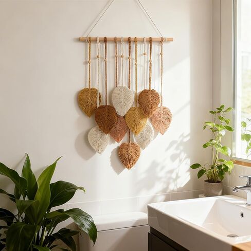 foutrey Macrame Wall Hanging Leaves Wall Decor,Boho Wall Art Tapestry Home Decor for Living Room and Bedroom, A Manifestation Of A Free and Romantic Lifestyle in Saudi Arabia