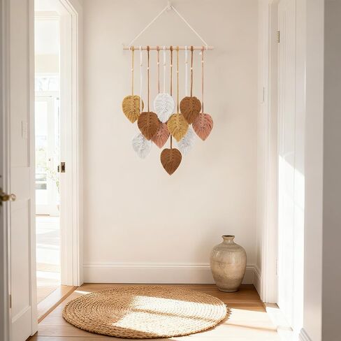foutrey Macrame Wall Hanging Leaves Wall Decor,Boho Wall Art Tapestry Home Decor for Living Room and Bedroom, A Manifestation Of A Free and Romantic Lifestyle in Saudi Arabia