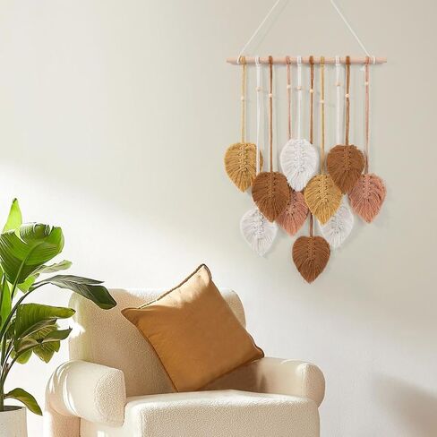 foutrey Macrame Wall Hanging Leaves Wall Decor,Boho Wall Art Tapestry Home Decor for Living Room and Bedroom, A Manifestation Of A Free and Romantic Lifestyle in Saudi Arabia