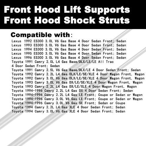 Front Hood Lift Supports Shock Struts Compatible with Camry 1991 1992 1993 1994 1995 1996 91 92 93 94 95 96 ES300 1992 1993 1994 1995 1996 92 93 94 95 96 2-PC Replace 5345009010 in Kuwait