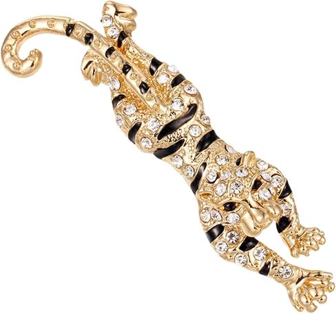 Tiger Brooches for Women Men Dainty Punk Vintage Crystal Enamel Animal Gold Roaring Tiger Badg Head Brooch Lapel pin Suit Jewelry Gifts in Kuwait