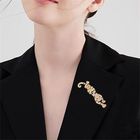 Tiger Brooches for Women Men Dainty Punk Vintage Crystal Enamel Animal Gold Roaring Tiger Badg Head Brooch Lapel pin Suit Jewelry Gifts in Kuwait