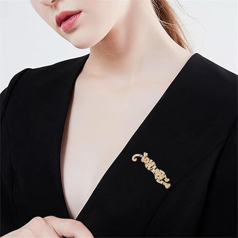Tiger Brooches for Women Men Dainty Punk Vintage Crystal Enamel Animal Gold Roaring Tiger Badg Head Brooch Lapel pin Suit Jewelry Gifts in Kuwait