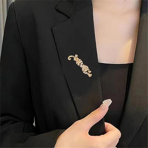 Tiger Brooches for Women Men Dainty Punk Vintage Crystal Enamel Animal Gold Roaring Tiger Badg Head Brooch Lapel pin Suit Jewelry Gifts in Kuwait