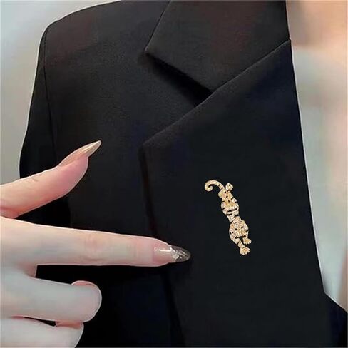 Tiger Brooches for Women Men Dainty Punk Vintage Crystal Enamel Animal Gold Roaring Tiger Badg Head Brooch Lapel pin Suit Jewelry Gifts in Kuwait