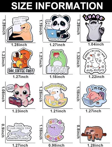 Funny Animal Enamel Lapel Pin Set, 12 Pack Metal Badges with Snarky Quotes, Cute Collectible for Backpack, Jacket, Hat, Office Gift in Kuwait