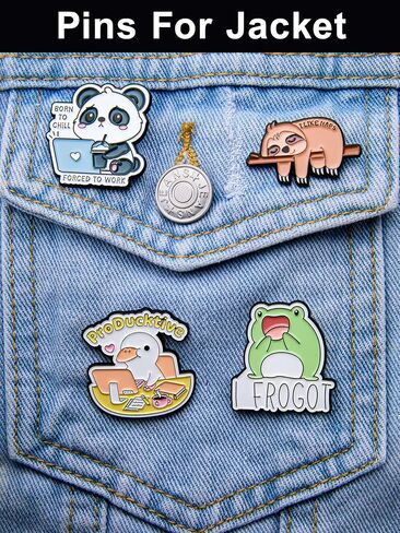 Funny Animal Enamel Lapel Pin Set, 12 Pack Metal Badges with Snarky Quotes, Cute Collectible for Backpack, Jacket, Hat, Office Gift in Kuwait