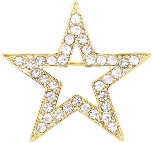Shiny CZ Star Brooch for Women Girls Sparkling Crystal Hollw Five-Pointed Star Lapel Pins Badges Elegant Dress Boutonniere Corsage for Hat Bag Suit Dainty Accessories for Wedding Party in Saudi Arabia