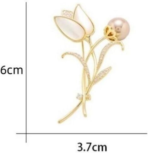 Cute Tulip Flower Brooch Rhinestone Pearl Floral Pin for Women Fashion Elegant Botanical Flower Vintage Brooch Lapel Pin Tulip brooch Wedding Banquet Gift in Saudi Arabia