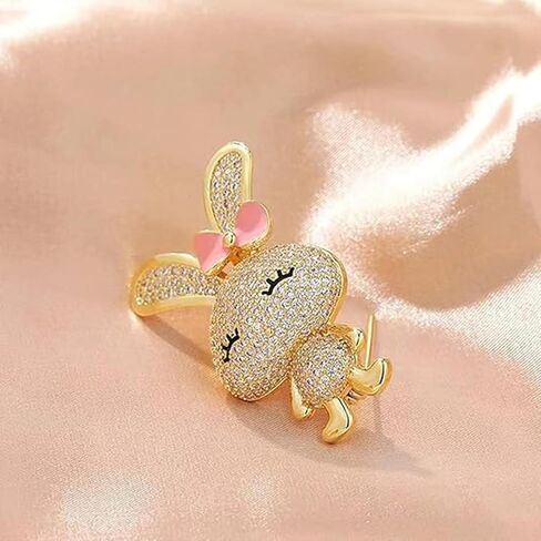 Easter Pins for Women Pink Bunny Bow Brooch Pins Cute Rabbit Rhinestone Lapel Pin Sparkly Gold Crystal Statement Brooch Unique Animal Badge Accessory for Suit Dress Clothing Hat Bag Fashion Jewelry for Easter Day in Saudi Arabia