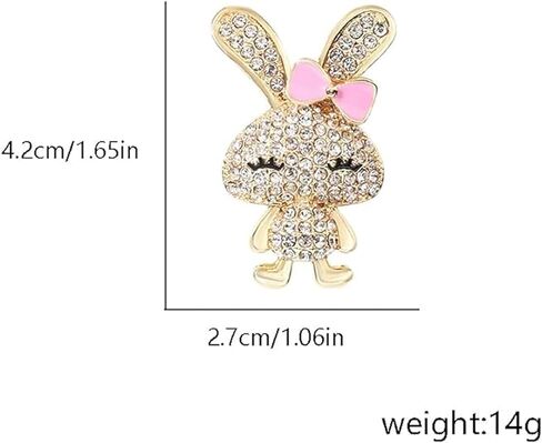 Easter Pins for Women Pink Bunny Bow Brooch Pins Cute Rabbit Rhinestone Lapel Pin Sparkly Gold Crystal Statement Brooch Unique Animal Badge Accessory for Suit Dress Clothing Hat Bag Fashion Jewelry for Easter Day in Saudi Arabia