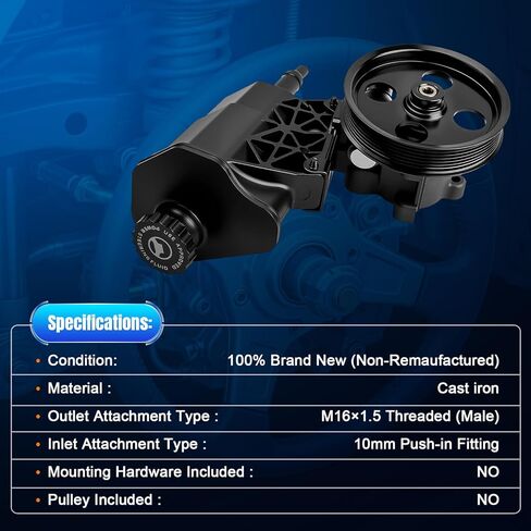 Power Steering Pump with Pulley Reservoir Fits for 2002 2003 2004 2005 2006 2007 Dodge Ram 1500, 2004-2007 Dodge Durango 2007 Chrysler Aspen Replaces 96-70269, ‎20-70269, 52113240AF, 5073240AA in Saudi Arabia