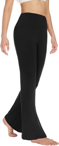 سراويل اليوغا النسائية مع جيوب مضيئة طماق عالية الخصر جرس القاع تجريب اليوغا اللباس السراويل in Kuwait